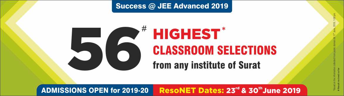 JEE Advanced 2019 - Resonance Surat Produced Excellent Result JEE Advanced 2019 - Resonance Surat Produced Excellent Result